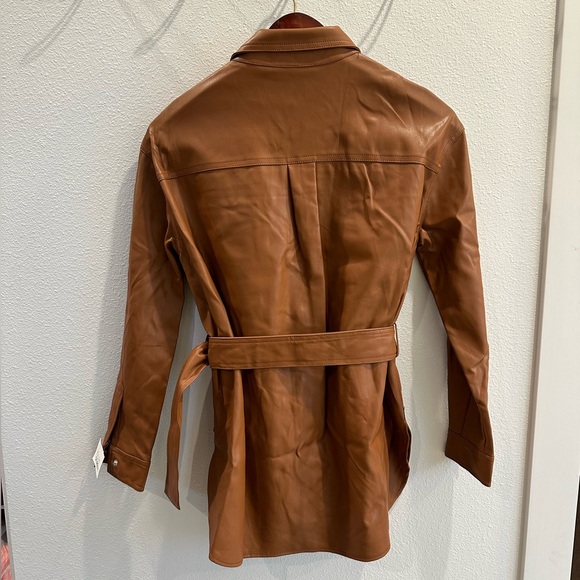 Love Tree Cognac Faux Leather Shirt Jacket - Picture 5 of 5